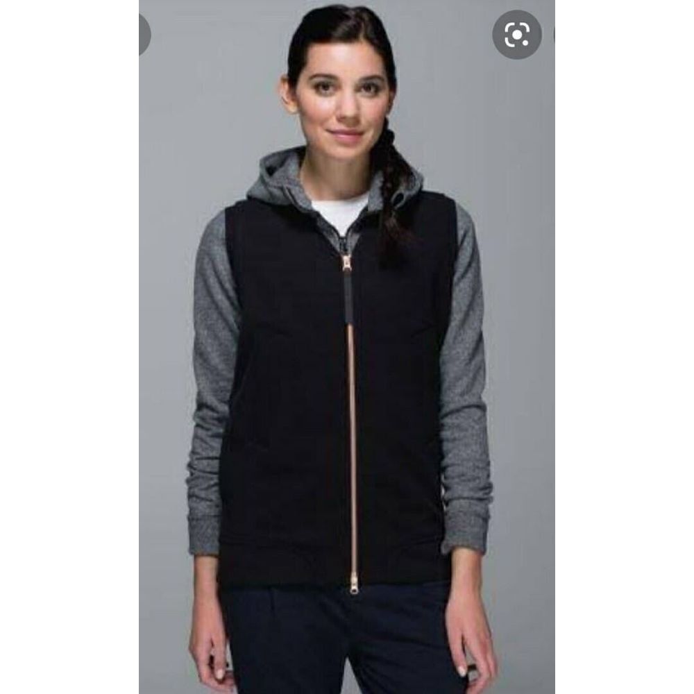 Lululemon Womens Departure Vest Black Size 8 Sleeveless Full Zip Up Jacket Rose